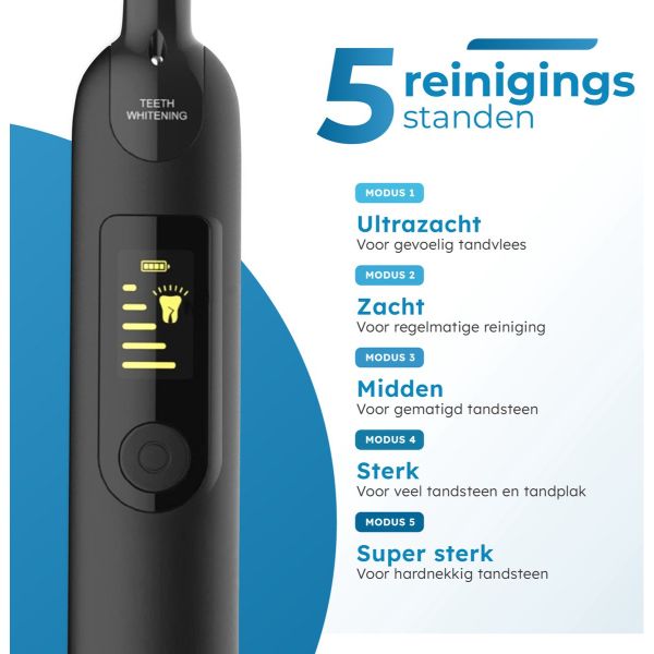 Professionele Tandsteen Verwijderaar – 5 standen – Inclusief Tandarts Set – 3 opzetstukken