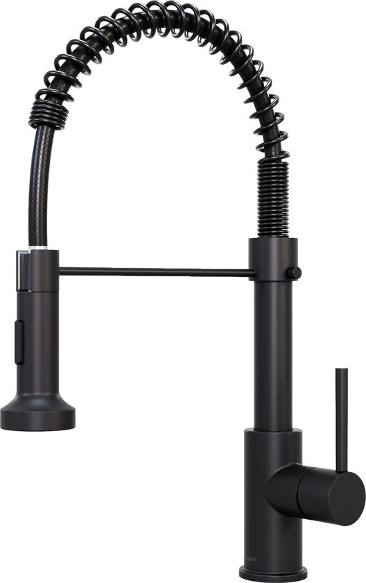 Zwarte Keukenkraan met Uittrekbare Uitloop | Mengkraan | Flexibele Slang